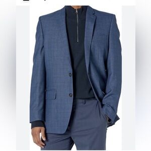 Haggar Navy Checkered Blazer Jacket size 46L